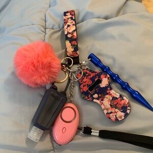 Floral w/navy background Self Defense Keychain